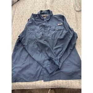 Habit Mens Size 2XL 40+Solar Protection Long Sleeve Fishing Outdoor Shirt Blue